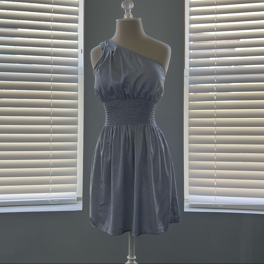 Silver One-Shoulder Mini Dress